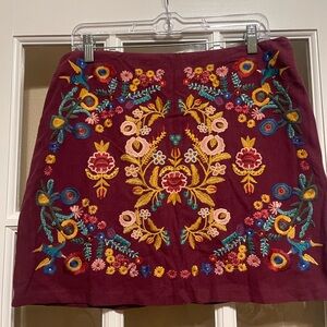 Umgee Multicolor Embroidered Mini Skirt